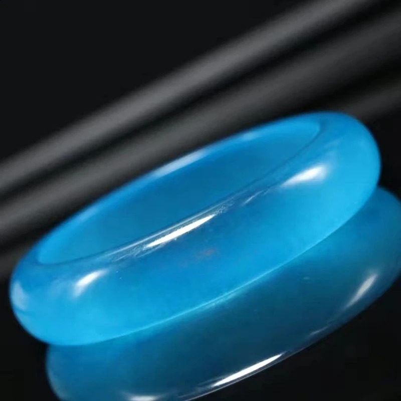 Ice jadeite sea blue treasure blue water jadeite flat strip jade bracelet quartz rock jade stone bracelet jade 250424