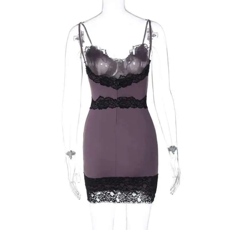 Dongdumaoyi Townlike Lace Slim Bodycon Dress Women Spaghetti Strap Mini Sping Summer Backless Nightclub Sexy Party Dresses