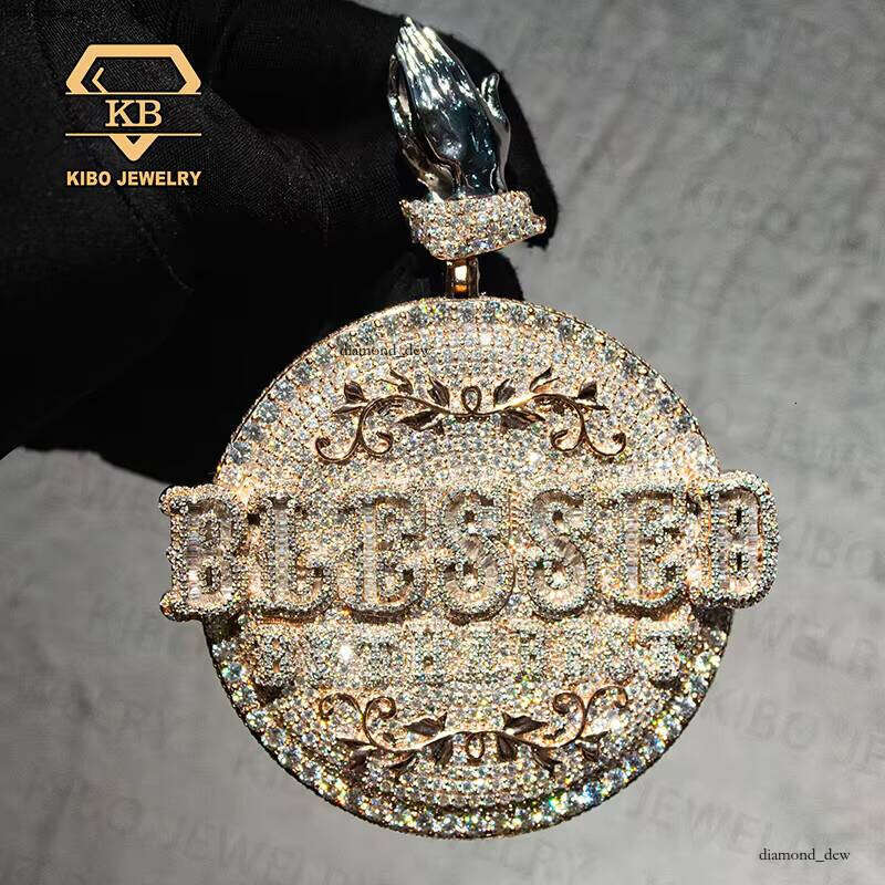 Hip-Hop Men's Medal Pure Sier VVS High-Quality Ice-Type Silicon Stone Necklace Pendant