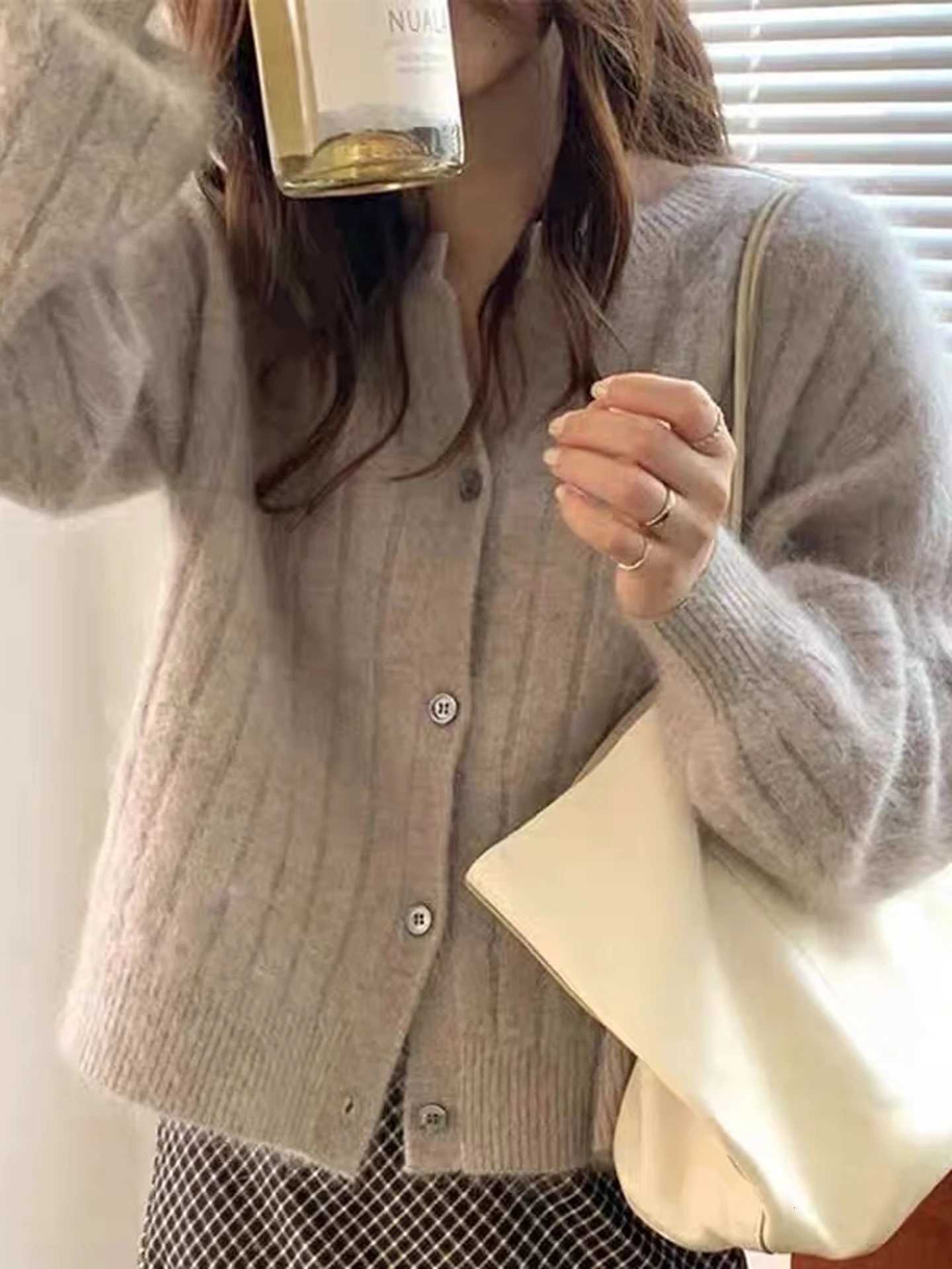 Autumn pit cardigan female 100 pure cashmere sweater high-end thick knitted soft waxy sweater coatT251125