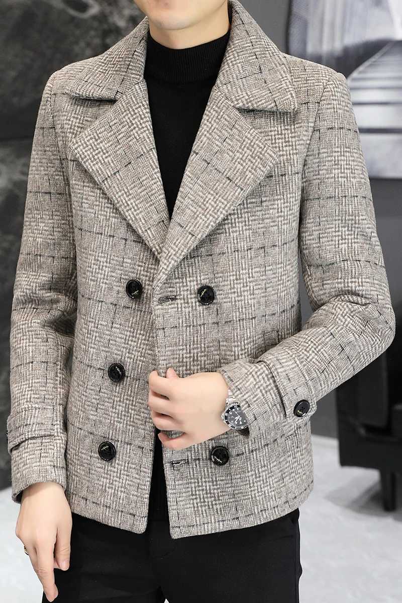 British Style Winter Mens Woolen Jacket Double Breasted Thickened and Warm Suit Jacket Casual Business Social Trench Coat M-4XLT251125