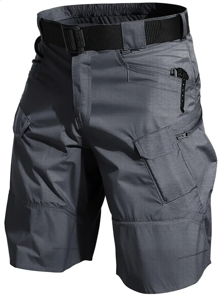 Mens tactical shorts with multiple pockets casual and durable waterproof cargo used for outdoor hiking trips 250420