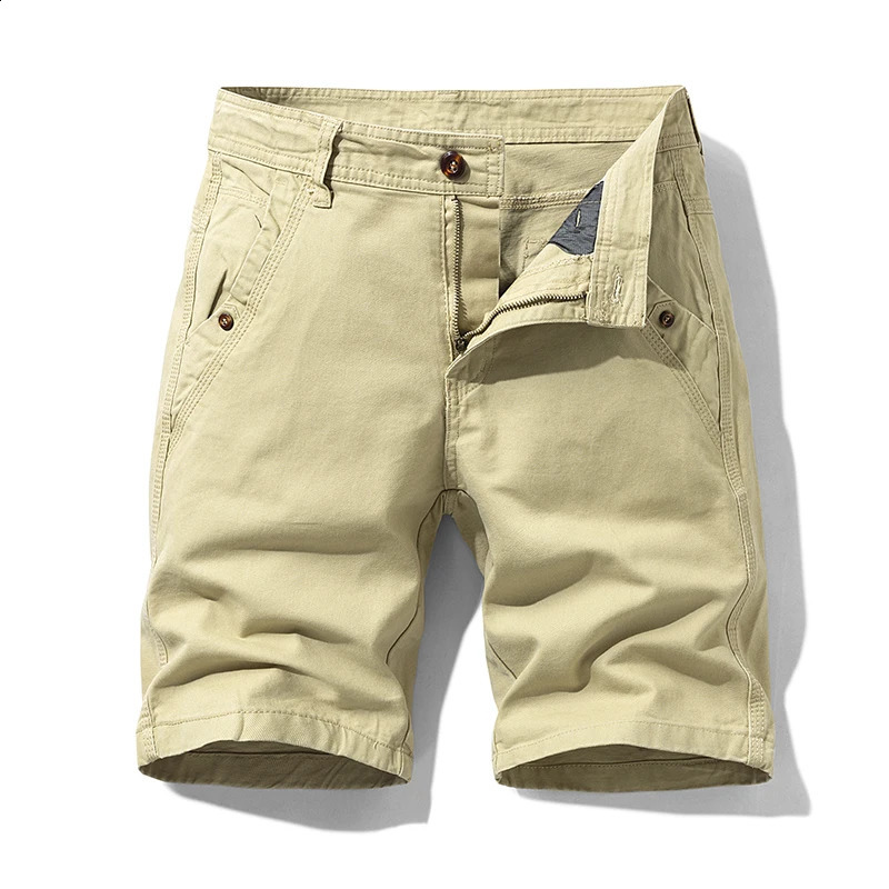 Summer thin multi pocket pure cotton work clothes shorts for men loose straight leg five point casual over knee beach 250420