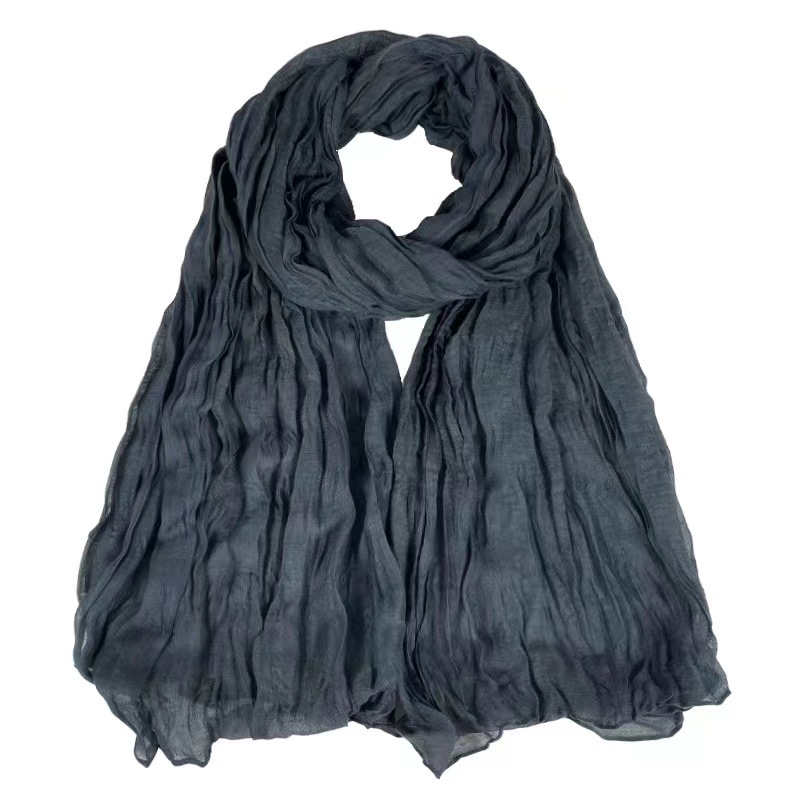 K517 Scarf wholesale gift winter solid color Bali yarn new style pleated neck scarf wrinkled scarf head scarf spot