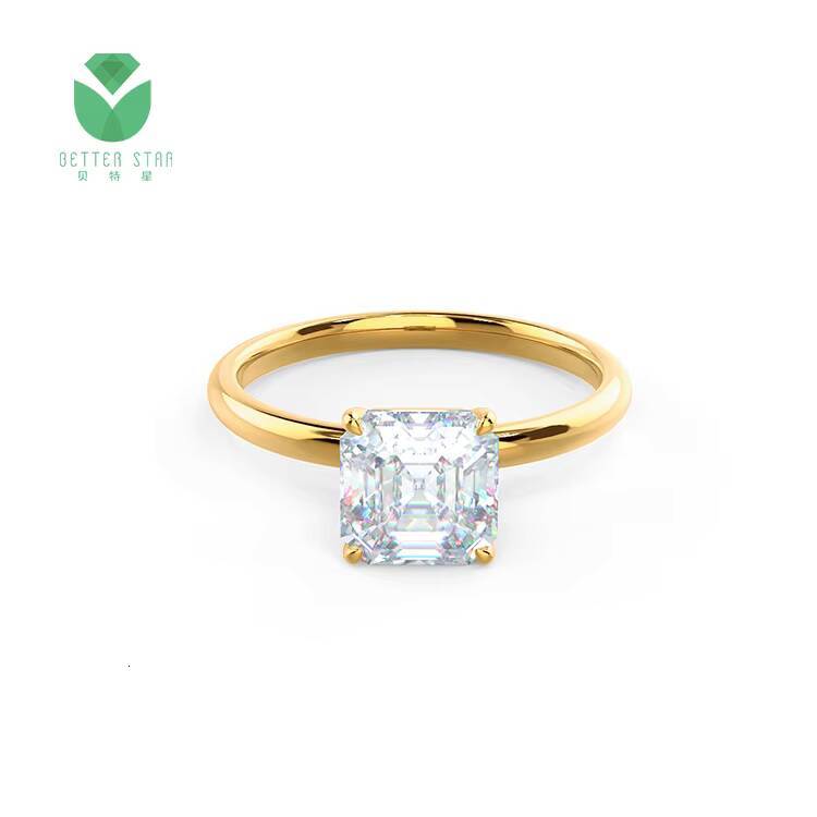 Real AU750 White Gold Lab Grown Diamond Engagement Ring Asscher Lab Created Solitaire Diamond Rings Engagement Diamond Rings