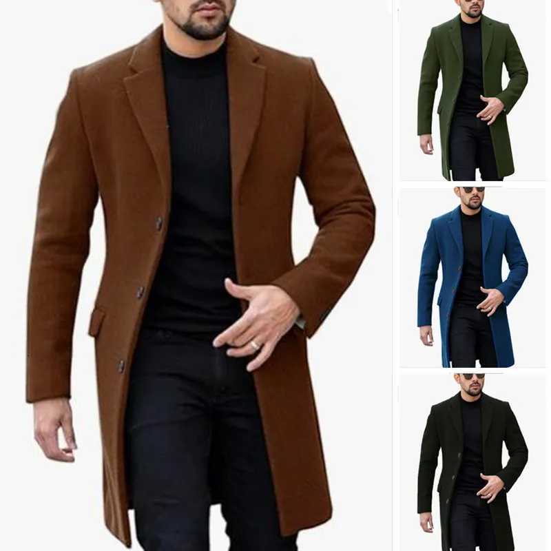 Eu Size Mens Coat plus Lining Jackets Winter Travel Gentleman Top Coat Warm Oversized Single-breasted Mens M-3XLT251125