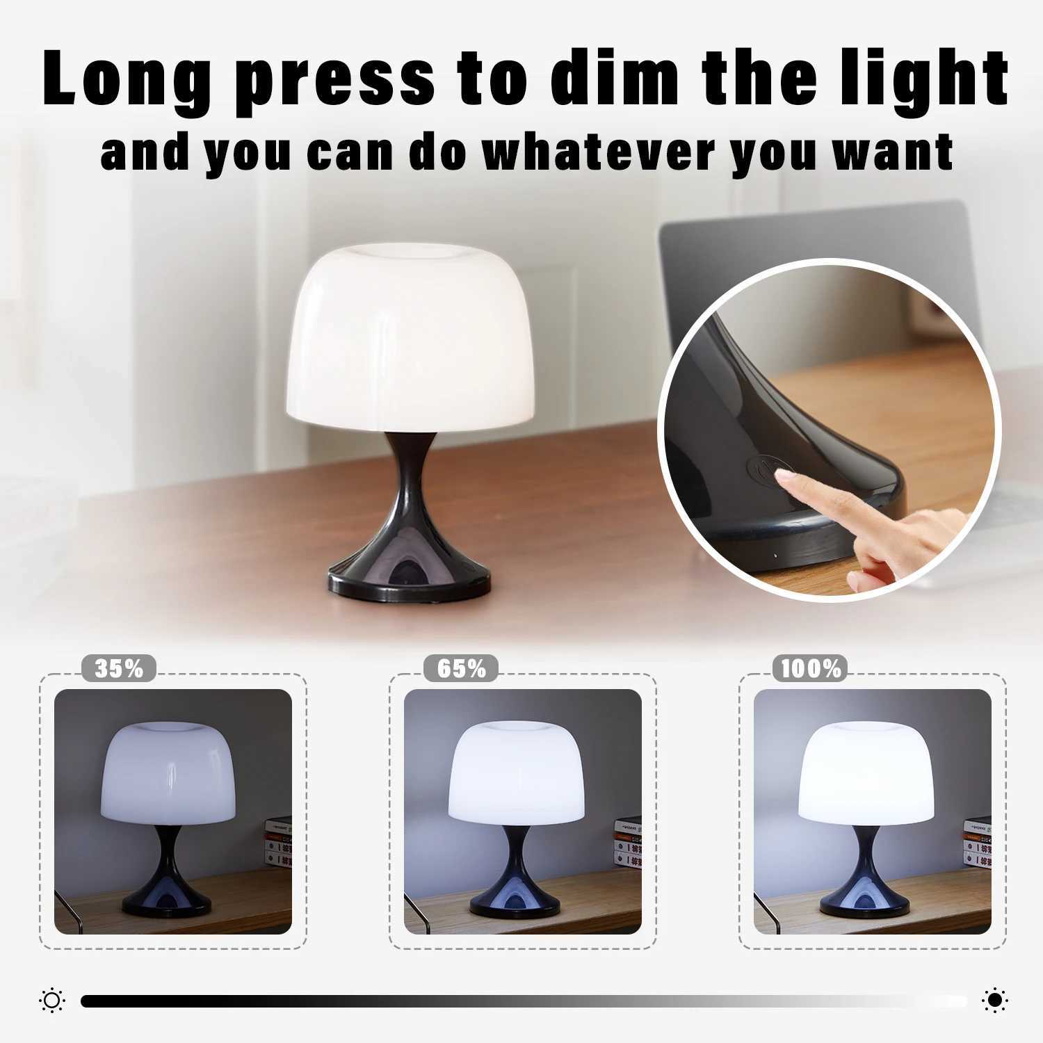 USB rechargeable mushroom light 3 color changing night light bedroom bedside table decorative atmosphere lightM251125