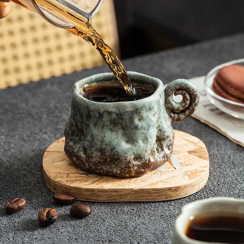 Ceramic Kiln Transformed Coffee Cup Rough Ceramic Retro Shaped Mug Home Coffee Shop Ceramic Cup Homestay Water Cup Y251125