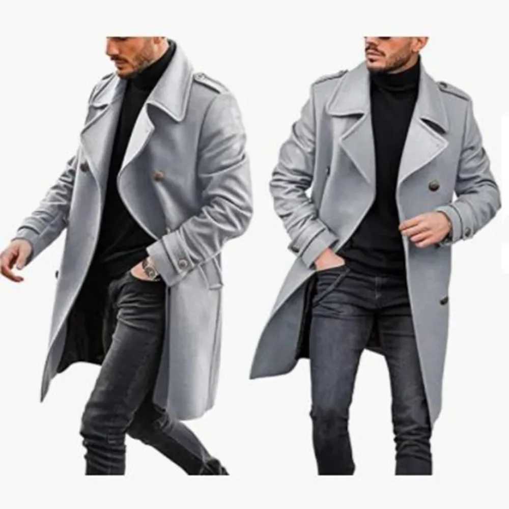 Trench Coat Men Classic Double Breasted Long Coat Mens Clothing Long Jackets Coats British Style Overcoat S-4XL SizeT251125
