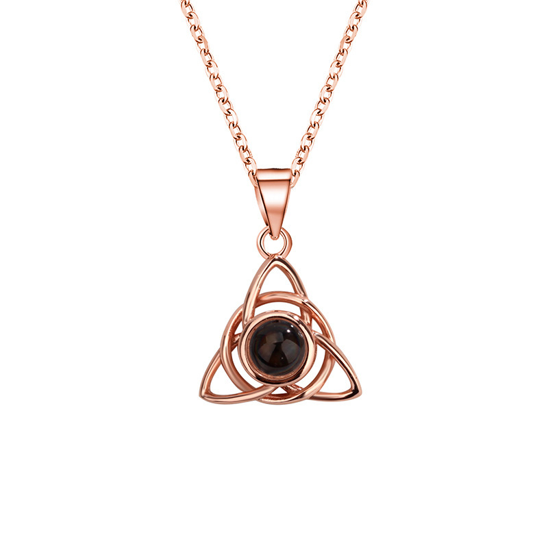 I Love You Projection Stone Necklace with Hollow Triangle and Round Pendant necklace for men moissanite chain designer necklace designer jewelry neckl - view 6