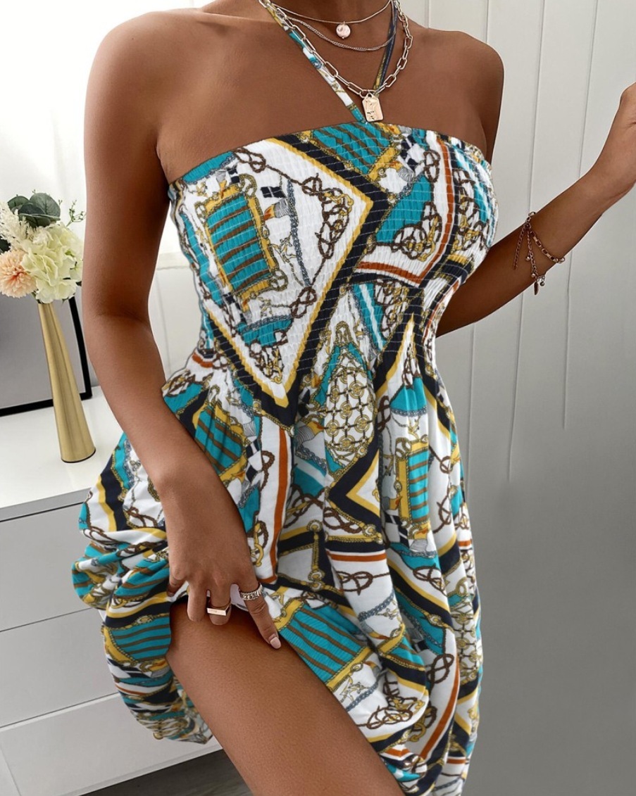 2024 Summer Fashion Sexy Sleeveless Hanging Neck Dress for Women