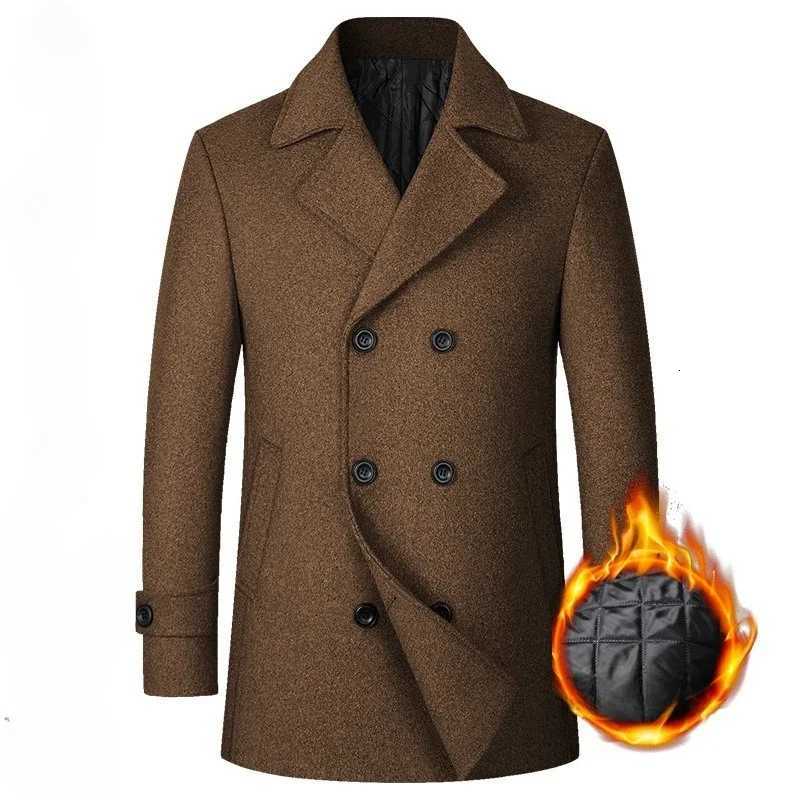 New Men Double Breasted Woolen Coats Winter Thicker Warm Cashmere Trench Coats Long Jackets Quality Male Winter Overcoats XXLT251125