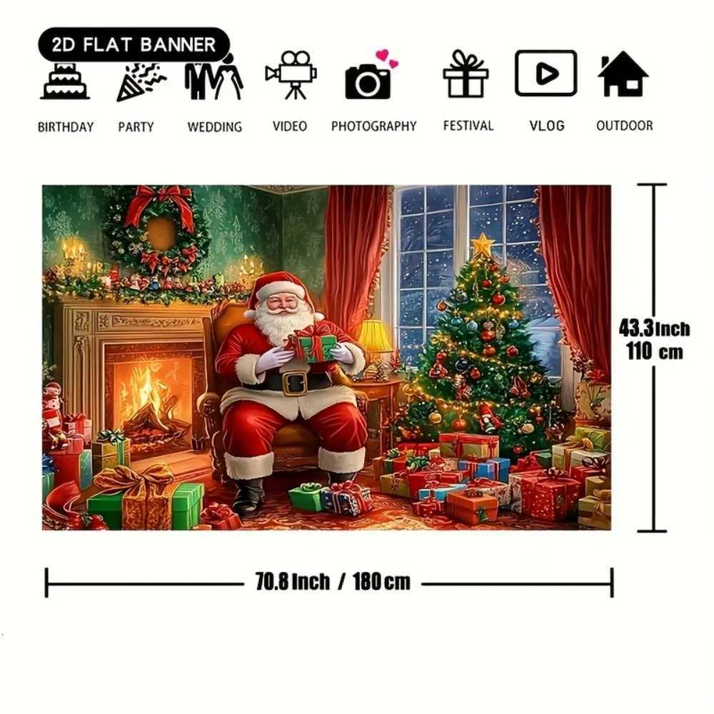 VIKAMA Christmas Tapestry Santa Claus Living Room Decorative Painting Banner Holiday Home Office Wall HangingM251125