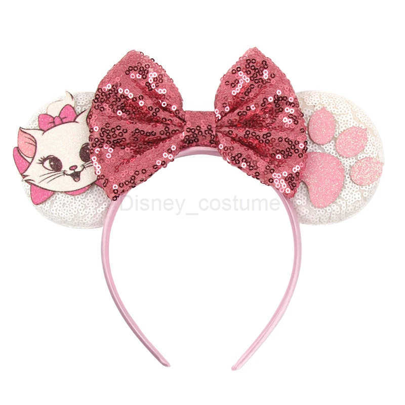 Disney New Cute Disney Mouse Ear Headband Womens Glitter 5 Bow Hair Childrens Day Boys and Girls Party DIY Role Playing Hair Accessories X250425