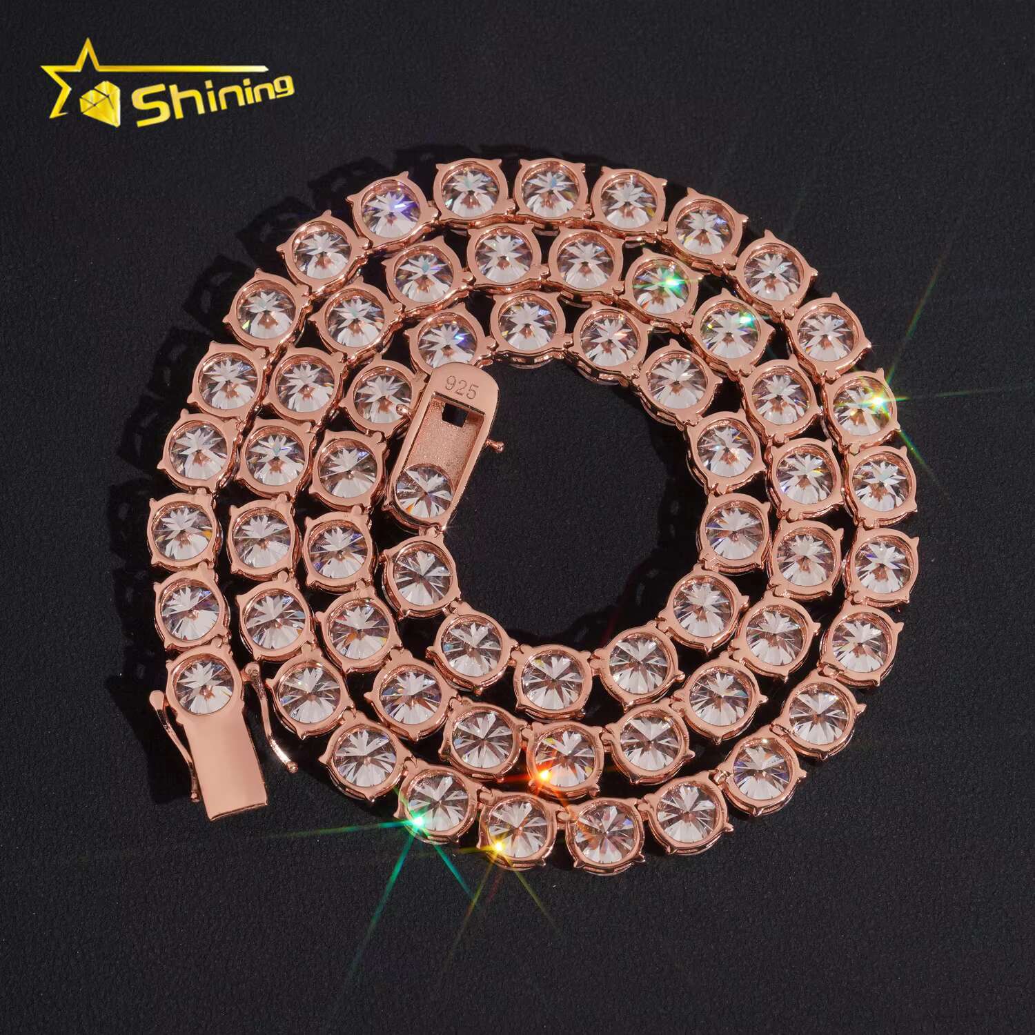 GRA Hip Hop Jewelry Solid 925 Sterling Silver Brilliant Cut VVSD Color 8mm Diamond Necklace Iced Out Moissanite Tennis Chain
