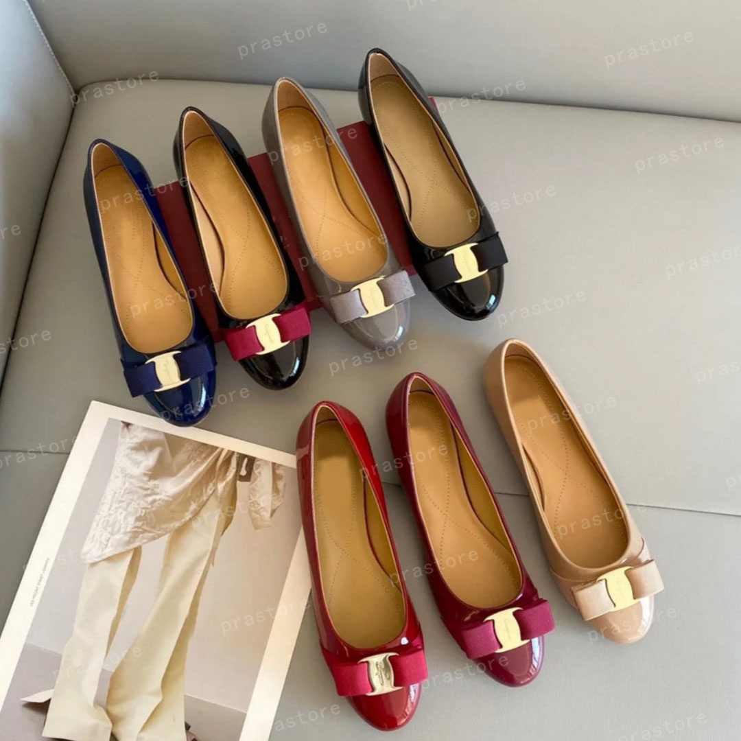 Designer Ballet Flats heels Dress Party Mules Wedding Bowtie sandals outdoor Genuine Leather Round Toes Casual shoe Womens flat Dance loafer