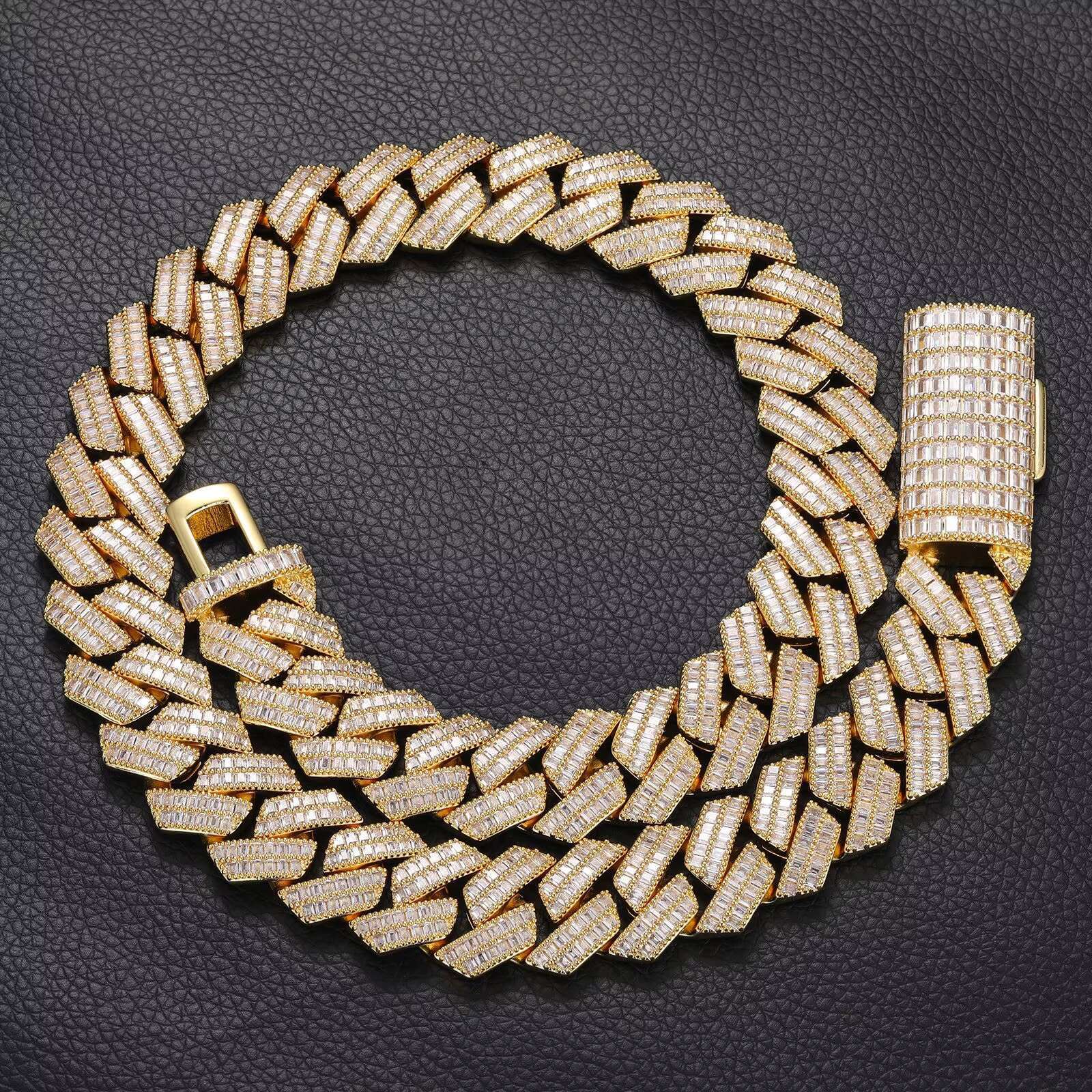 In-Stock Fashion Jewelry Sets for Women - 18K Gold-Plated Cuban Chain with Zircon Copper Body Necklace
