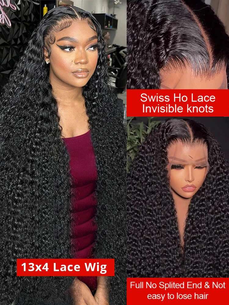 40 50 Inch Deep Wave 13X6 13X4 Hd Front High 300Density Curly 360 Full Lace Frontal Wig Human Hair For Women