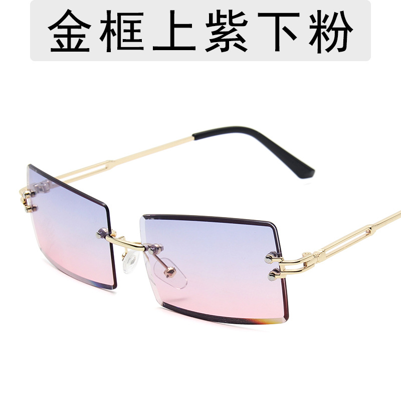 Cross-Border Fashionable Eyewear for Ladies: Unframed Gradient Square Shades