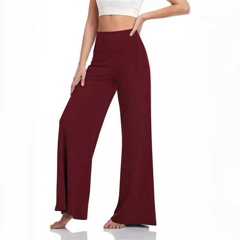 Fashionable womens oversized luggage pants elegant solid elastic waist straight solid basic pants casual loose office womens new TrouserC250425