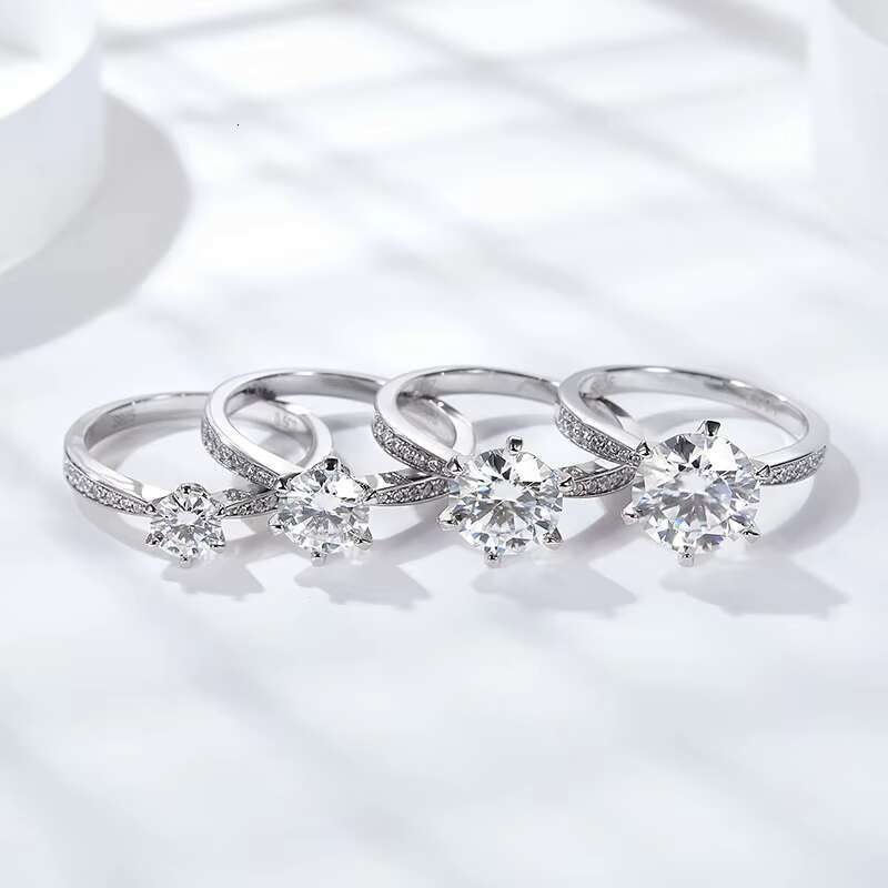 Classic Style Diamond Ring S925 Sliver Moissanite Ring Women Engagement Ring