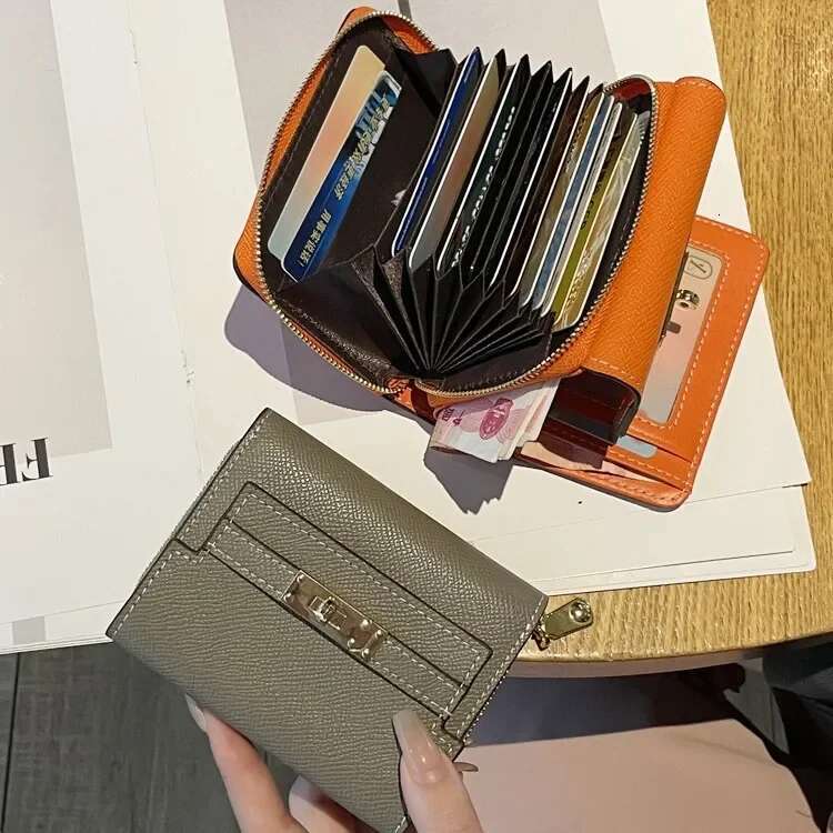 New 2025 Genuine Leather Multifunctional Women's Coin Purse Card Holder Two-In-One Large Capacity Document Clutch Handbag