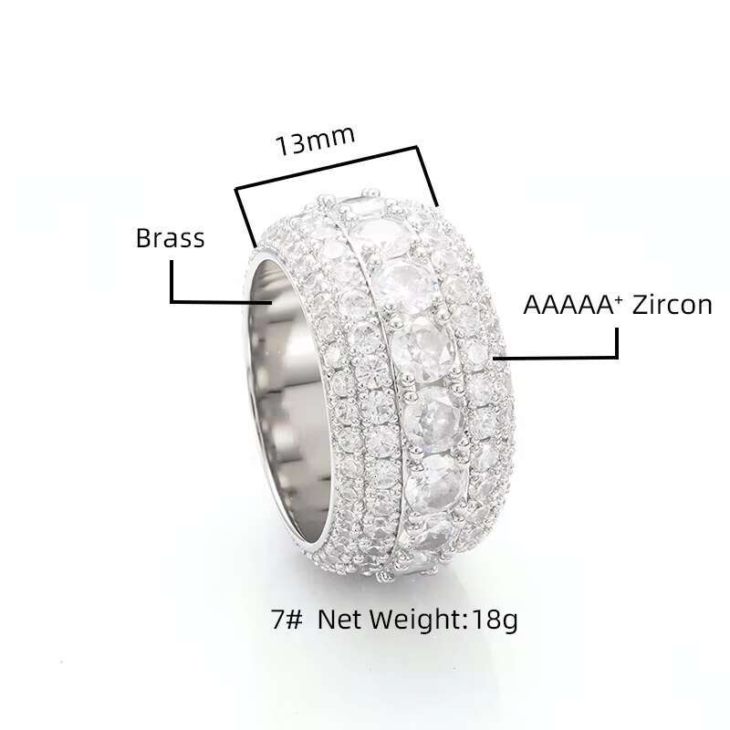 Wholesale 925 Silver Hip Hop Engagement Wedding Rings VVS Moissanite Round Cut Design with Sparkling Diamonds