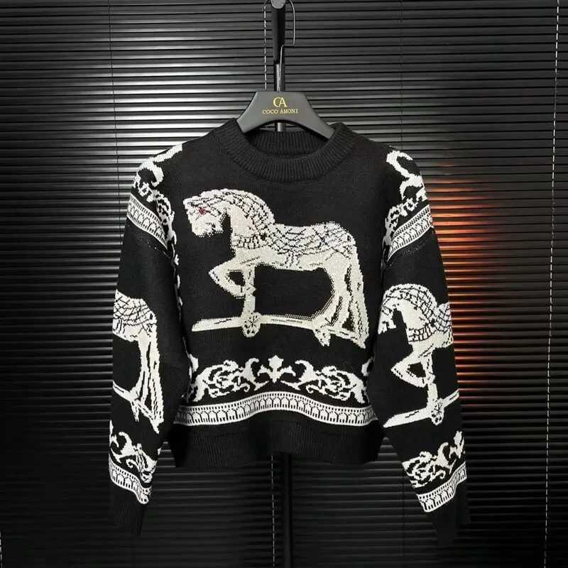 Runway Designer Autumn Winter Sweaters Vintage Horse Women Long Sleeve Knitted Cat Female Pullovers Elegant Mujer Clothes NZ147T251125