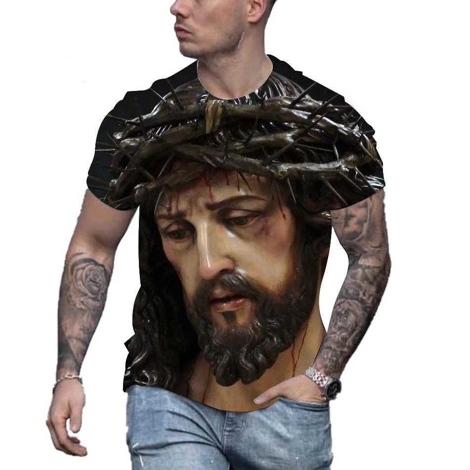 New fashion Jesus Christ 3D printed mens and womens summer casual short sleeved Christian street T-shirt tops W250425