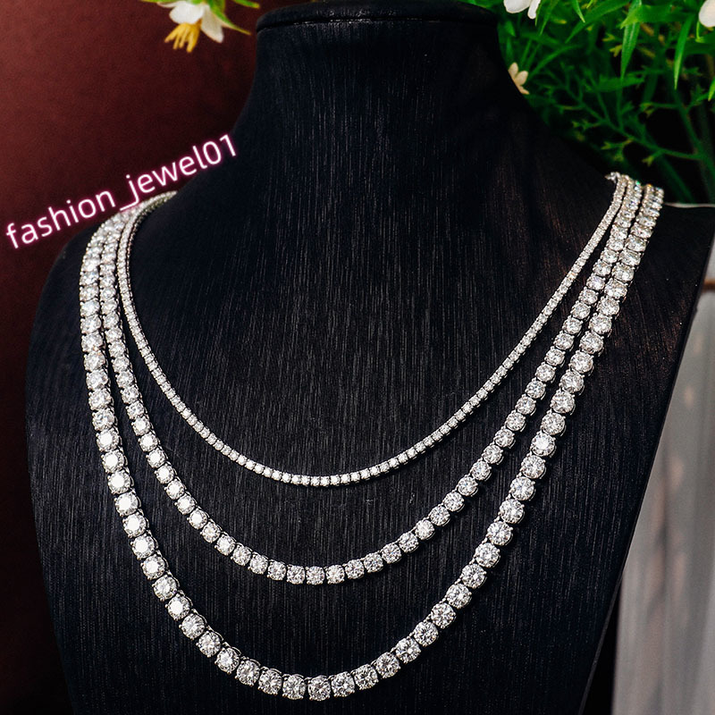 2MM Tennis Necklace 925 Sterling Silver Fine Jewelry Chain 16-24inches Round DEF/VVS Moissanite Tennis Chain