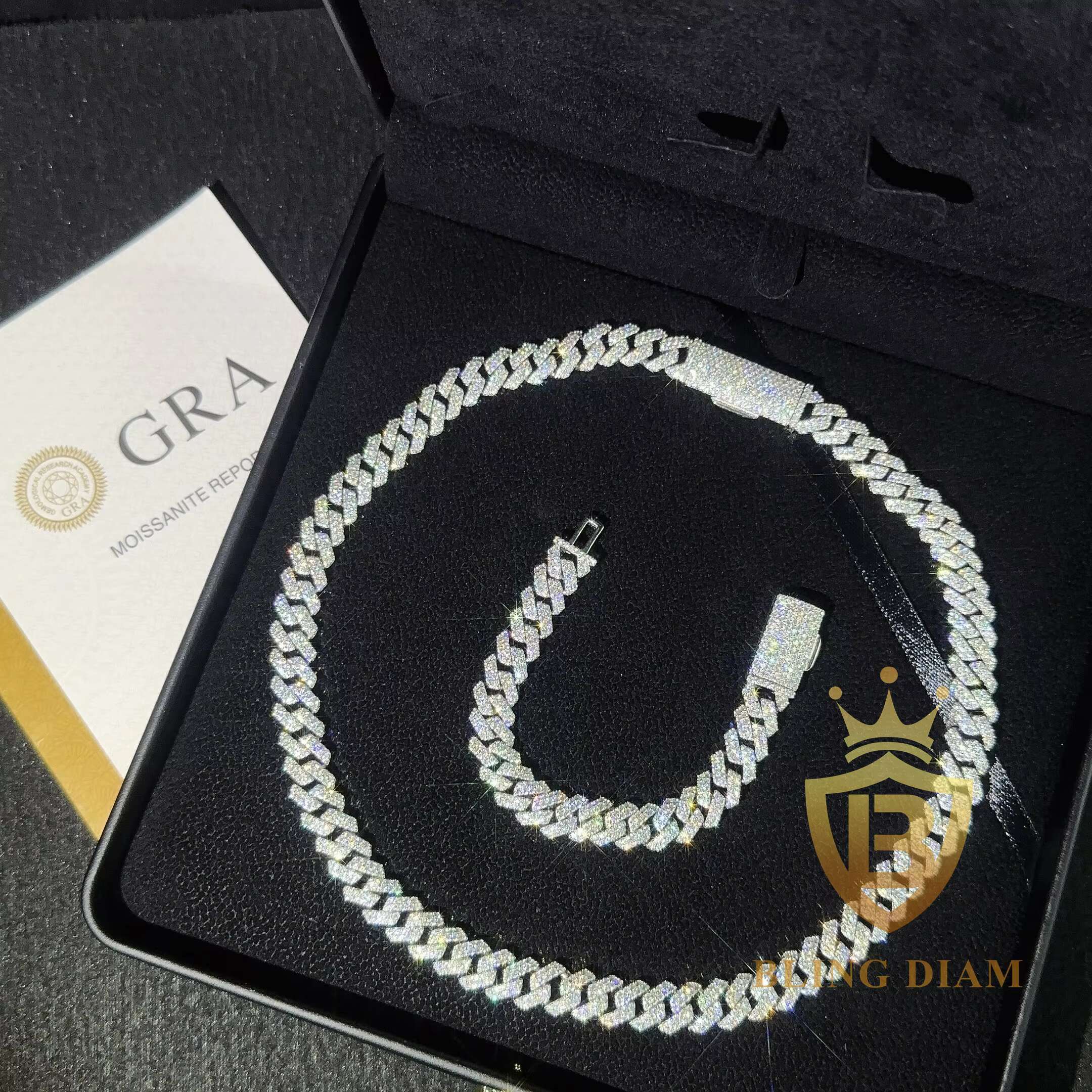 Ready to Ship 10mm Moissanite Cuban Llink Bracelet 925 Silver Classic Moissanite Diamond Cuban Chain Necklace Pass Diamond test