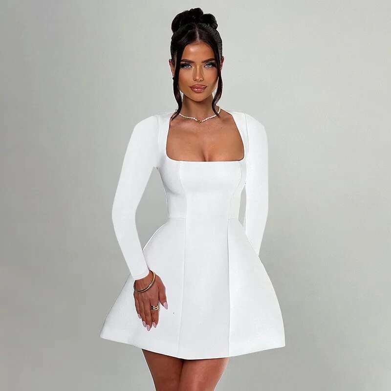 Dongdumaoyi Townlike Elegant Waist Wrap A Line Dress Women Mini Autumn Winter Nightclub Sexy Party Dresses