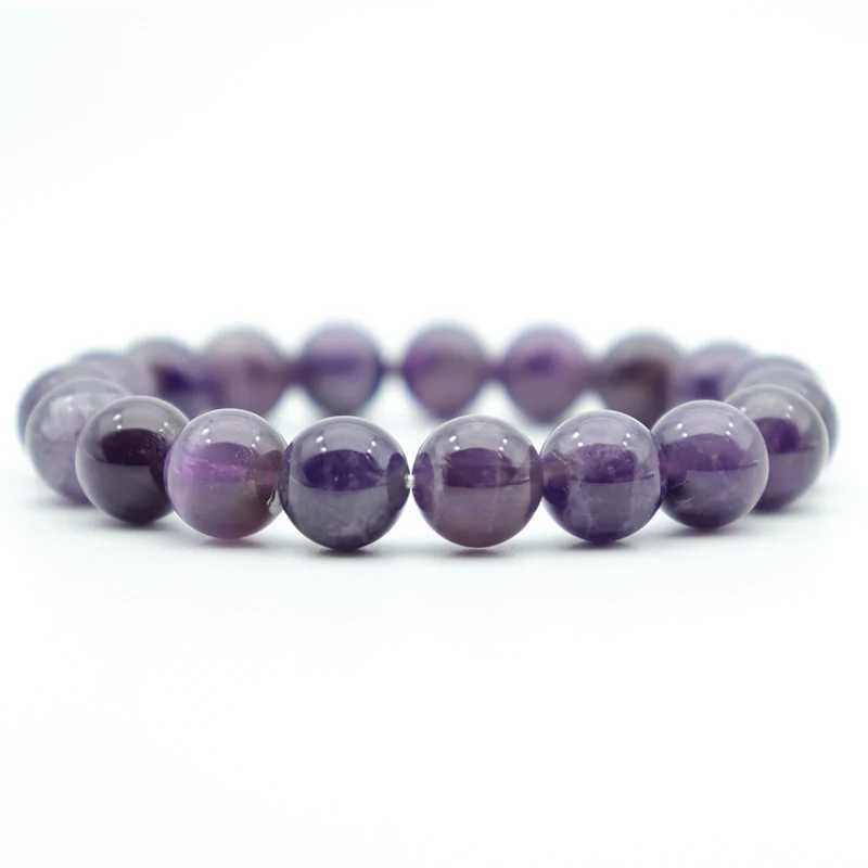 100 Natural Amethysts Bracelet Women Men 4/6/8/10/12mm Dark Purple Stone Beaded Braslet Couple Brazalete Gifts For Lover Joias J251125