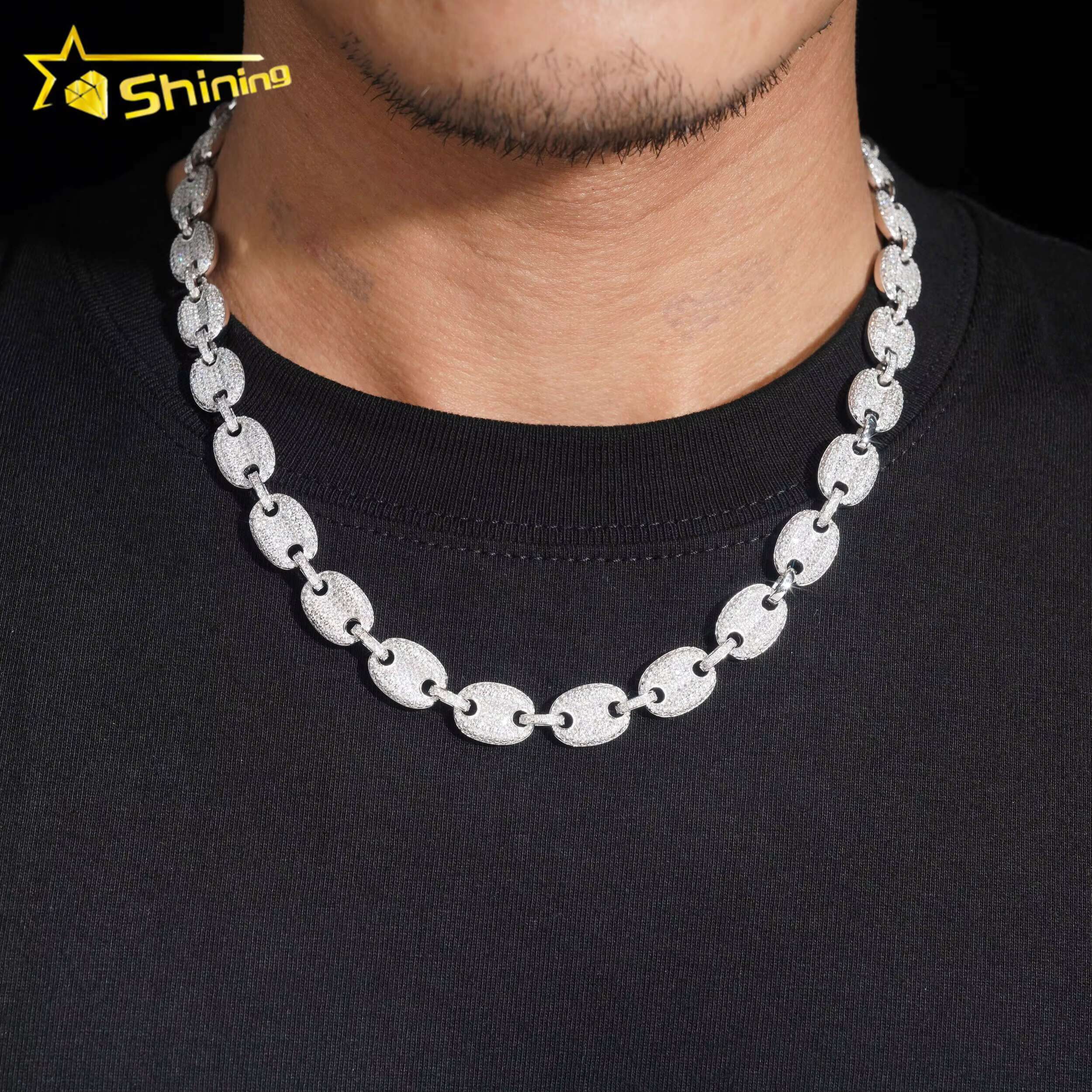 Hip Hop Jewelry 8MM 18K Gold Plated 925 Sterling Silver Necklace VVS Moissanite Cuban Link Chain Bracelet