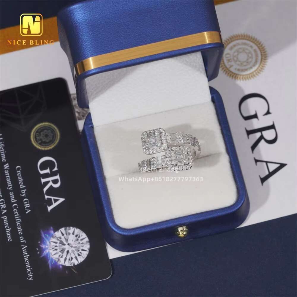 Anti Stress Ring Custom Hip Hop Jewelry S925 Baguette Cut Moissanite Diamond Engagement Ring for Men