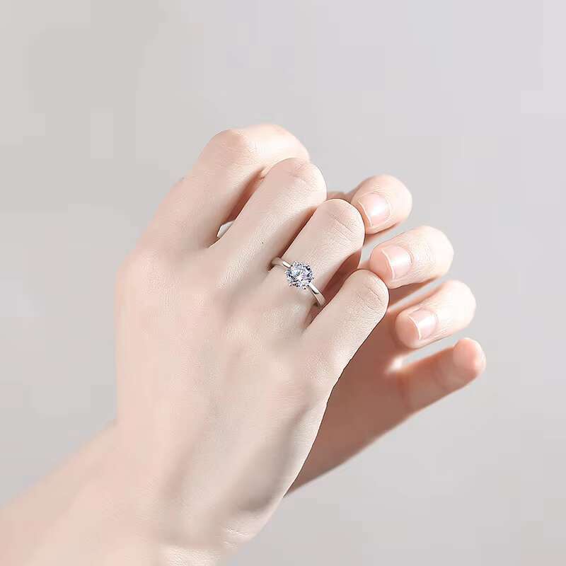 Moissanite Jewelry 925 Sterling Silver Moissanite Ring Round White Heart Vvs Diamond Engagement Moissanite Ring