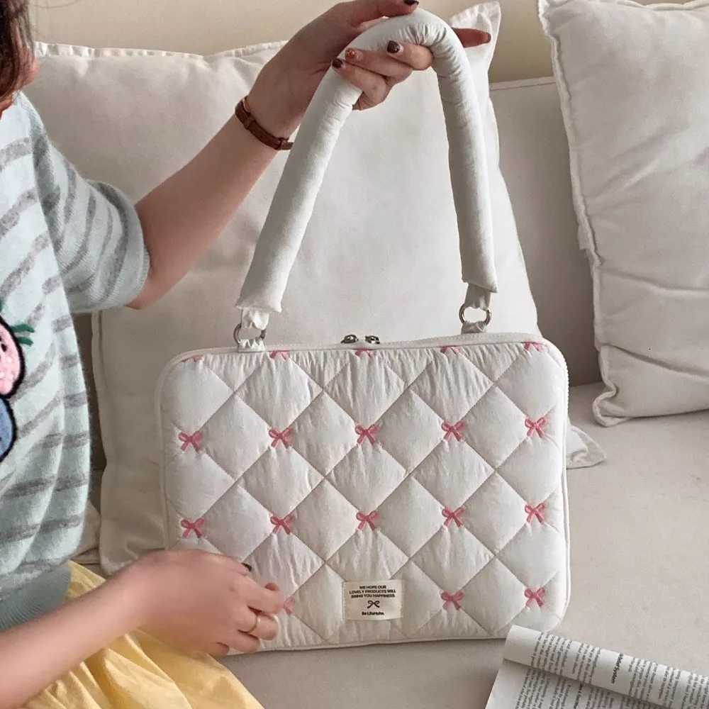 Embroidered Bow Business Briefcases Large Capacity Handbag Document Tote Bolsas Shoulder Bag File Folder Laptop Bag Office WorkT251125