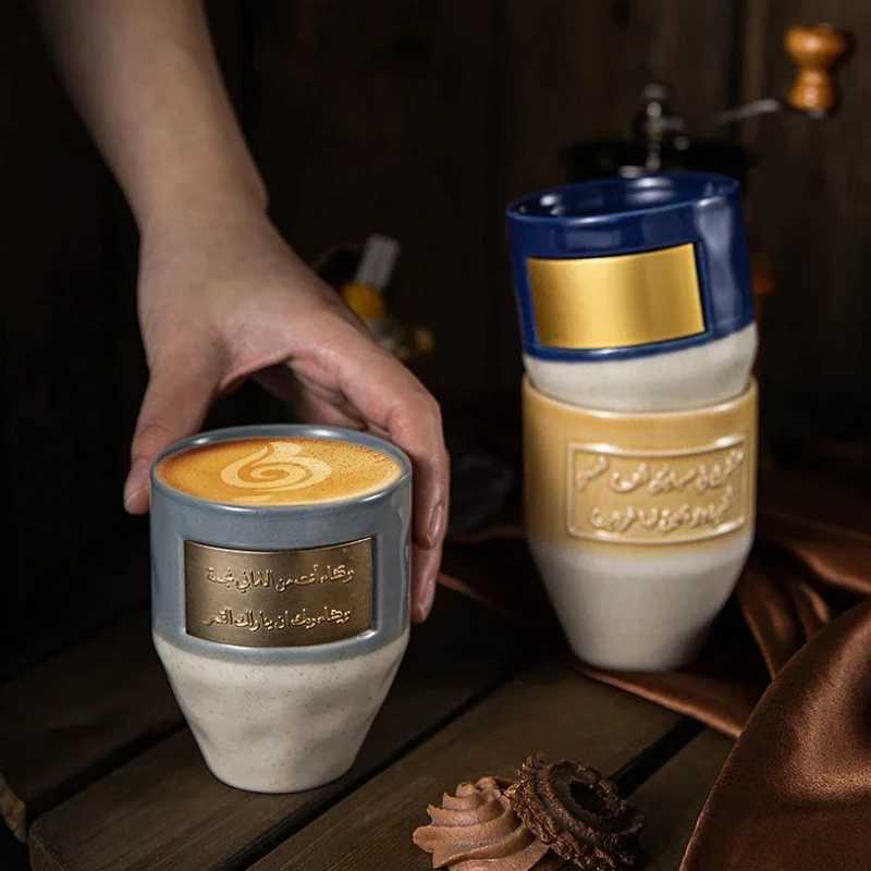 265ml Large capacity Saudi Style Mug Milk Ice Coffee Cup Ceramic Couple Cup Office Mug Gift for Friends Middle Eastern Y251125