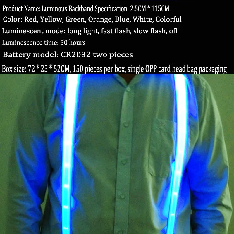 2PCS LED Suspenders with Bow Tie Party Supplies Festival Halloween Wedding Party Accessories Glow-in-the-dark Bright Materials 250425