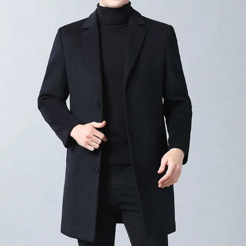 Plus Size Wool Coat for Men Classic Lapel Design Loose Fit Overcoat for Middle Aged GentlemanT251125