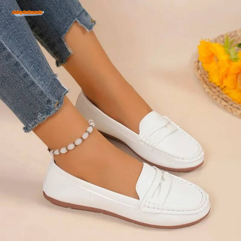 Ballet Stretch Knitted Loafers Women Shallow Flats Slip On Moccasin Single Cozy Work Shoes ddmykukumalu