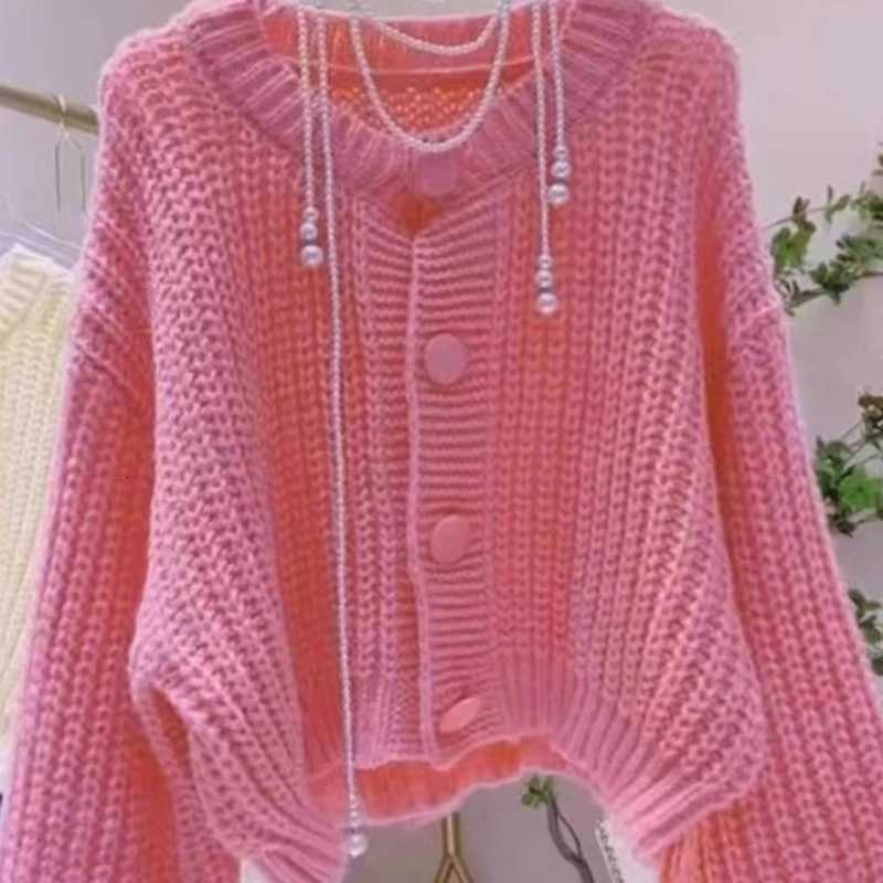 Autumn and Winter New Sweet Round Neck Single-breasted Womens Sweater Cardigan Long-sleeved Casual Top Fashion Womens ClothingT251125