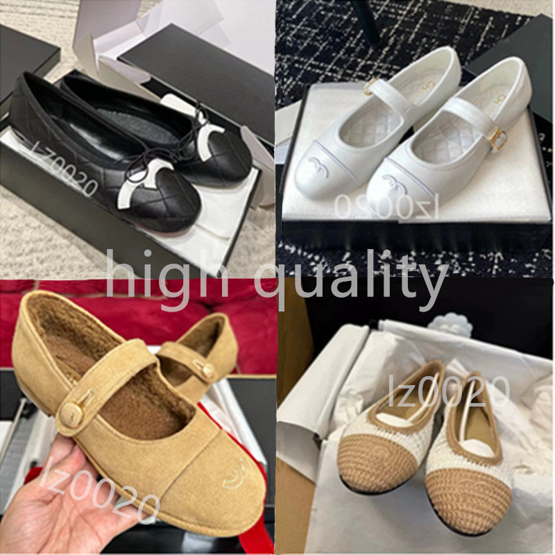 Luxury Paris designer suede shoes Ballet Flats Shoes Women Quilted Genuine Leather Slip on Ballerina Round Toe Ladies Dress leather brands shoes c-c loafers size 35-40