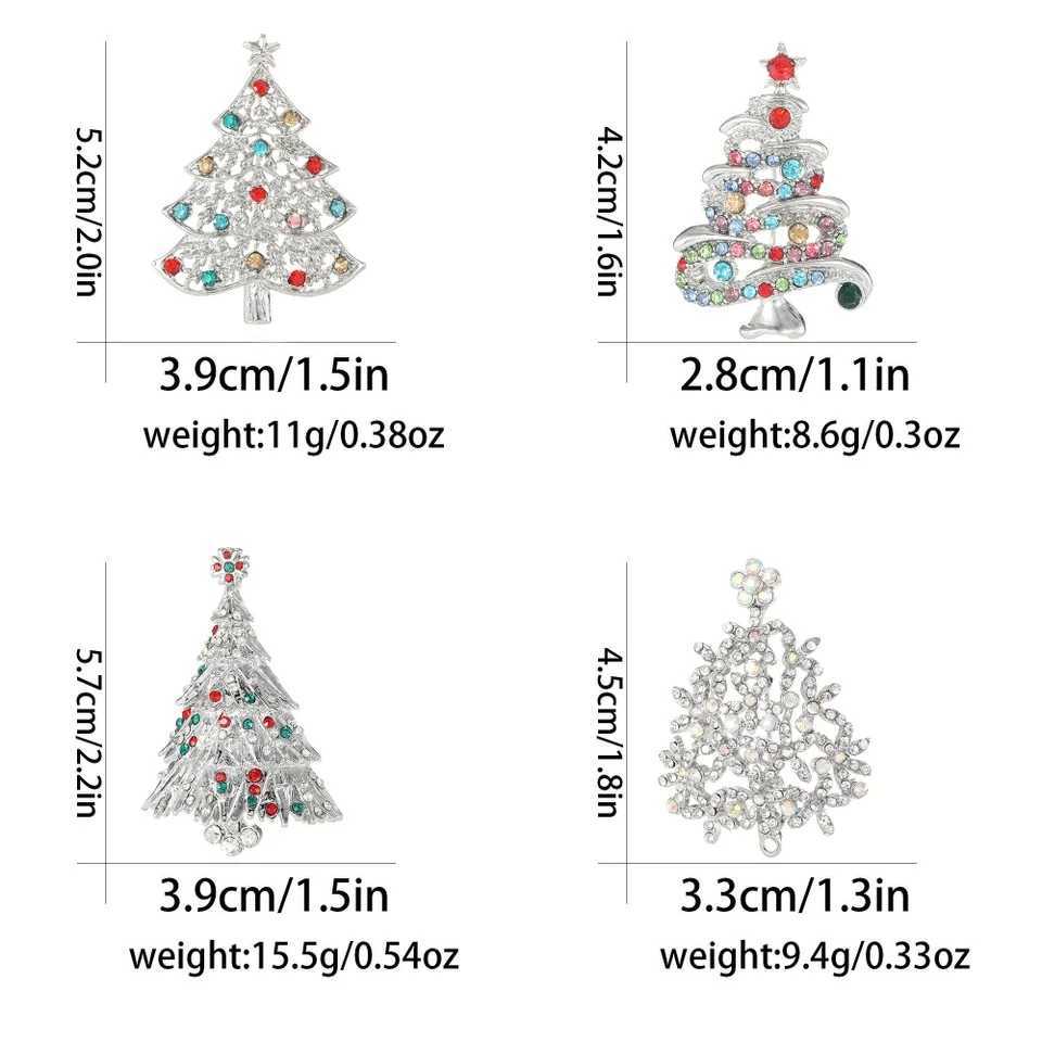 Novelty Luxury Pretty Christmas Tree Collection Crystal Brooches Full Colorful Rhinestone Paved Lapel Pins Xmas Gift J251125