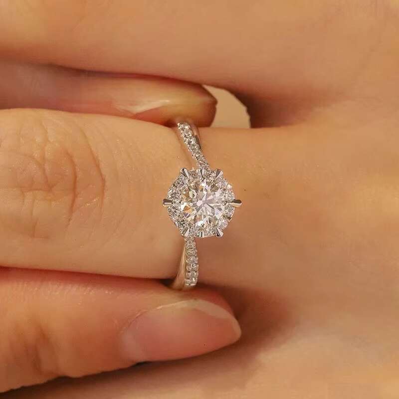 S925 Sterling Silver Diamond Moissanite Ring 0.5ct/1ct/2ct Classic Six Claws Wedding Engagement Rings for Women