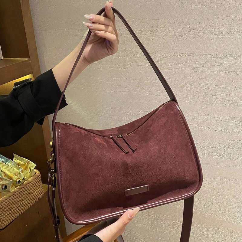 Suede Cowhide Fashion Ladies Shoulder Crossbody Coffe Bag Female Designer High Quality Women's Handbag Angola Red