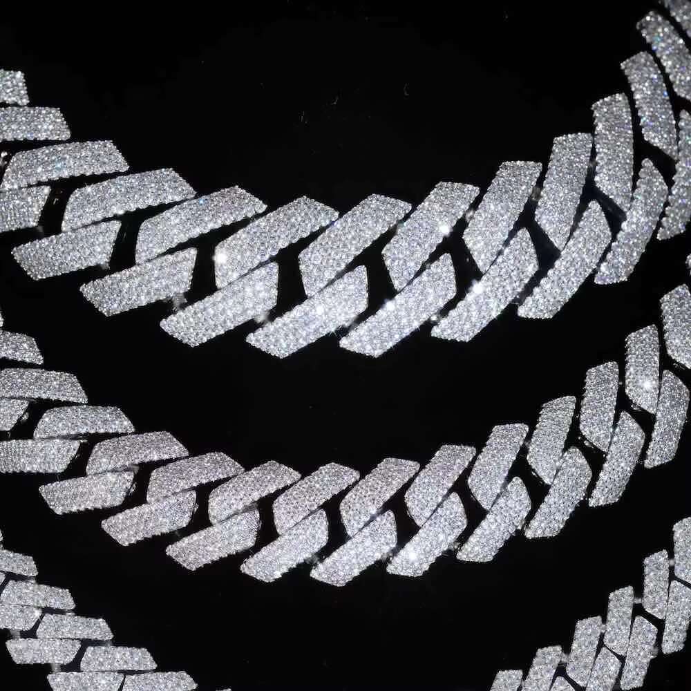 Hip Hop Fashion VVS D Moissanite Chain Iced Out 925 Sterling Silver 6mm-18mm Moissanite Cuban Bracelet Necklace Jewelry