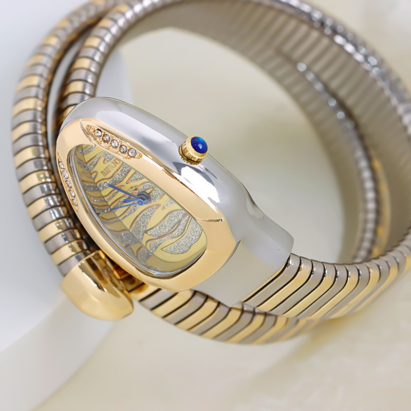 Luxury Brand Designer Watches Snake Bracelet Watch Women's Niche Light Luxury Wristwatch Two-Circle Creative Quartz Watch Personality Bracelet Wa