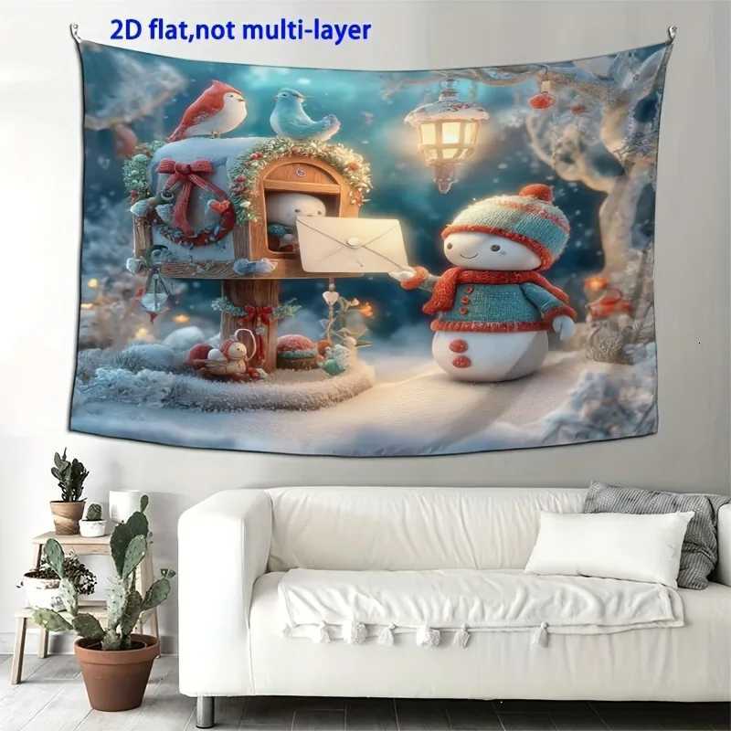 Letter from the little snowman in the snow A warm winter fairy tale on the Christmas hanging cloth Background clothM251125