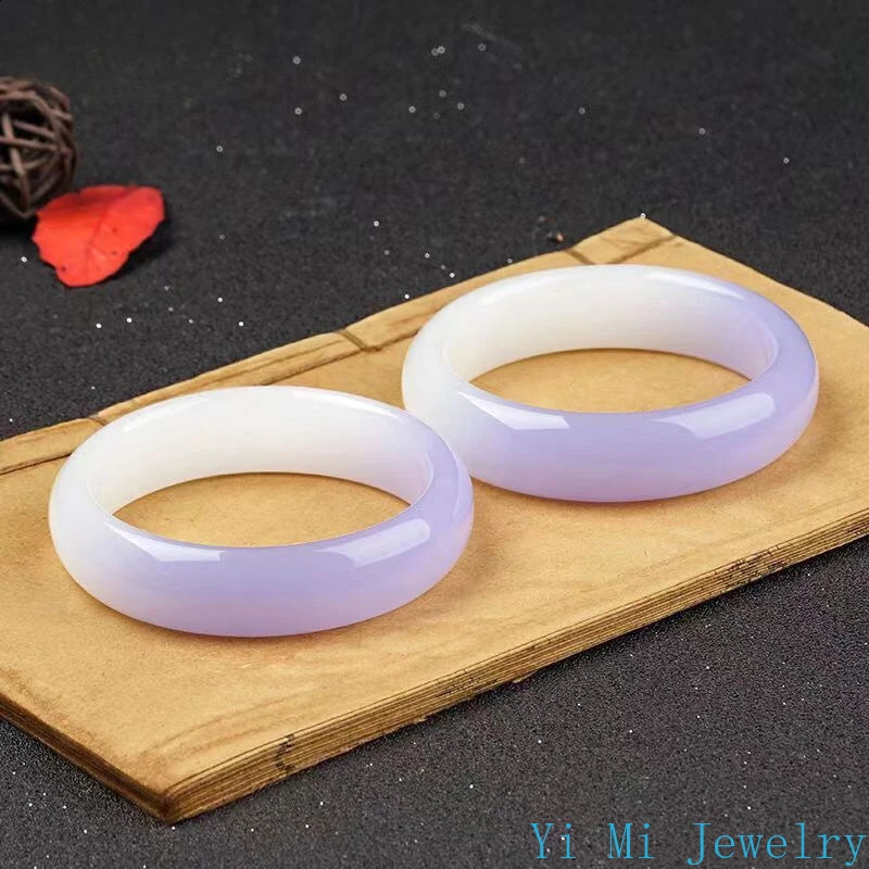 High Ice High Seed Water Violet Bracelet Half Purple Half White Jade Bracelet Female Violet Jade Bracelet Ladies Beauty Jewelry 250424